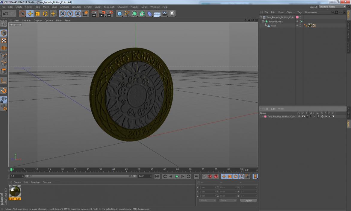 3D Two Pounds British Coin model