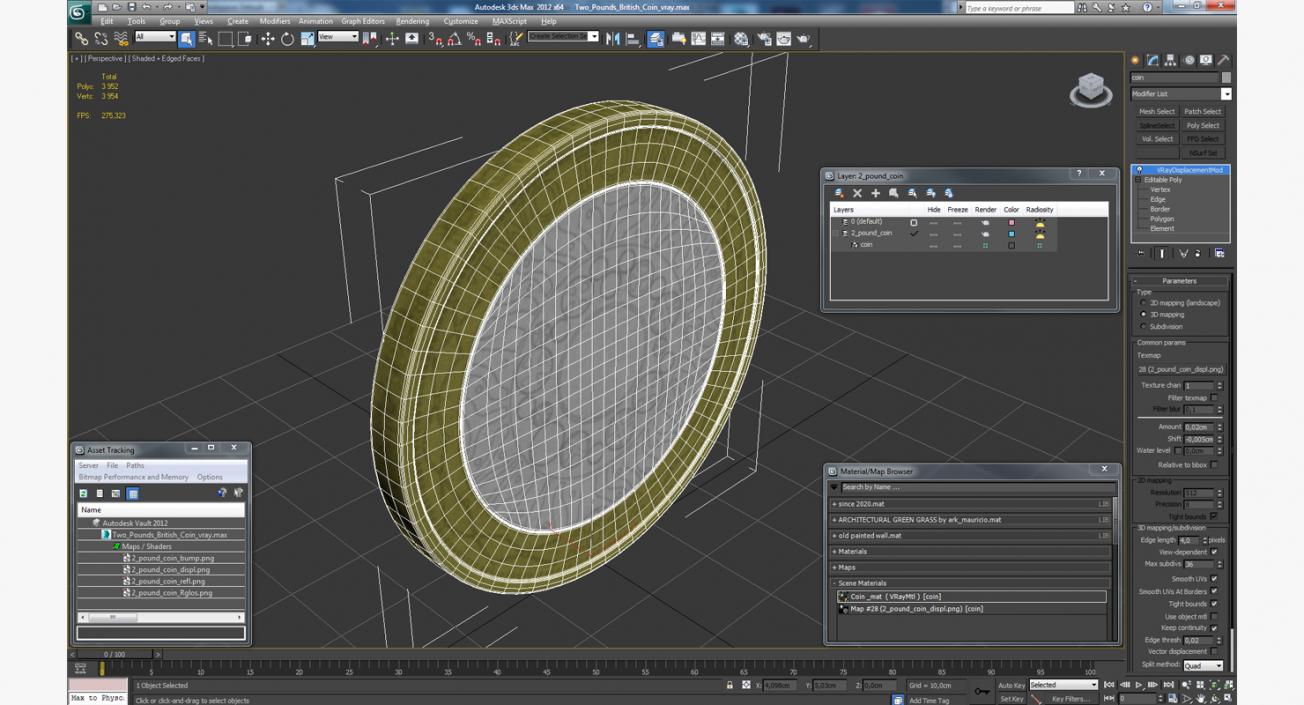 3D Two Pounds British Coin model