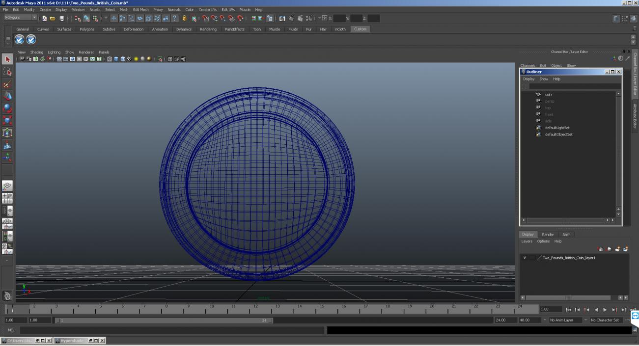 3D Two Pounds British Coin model