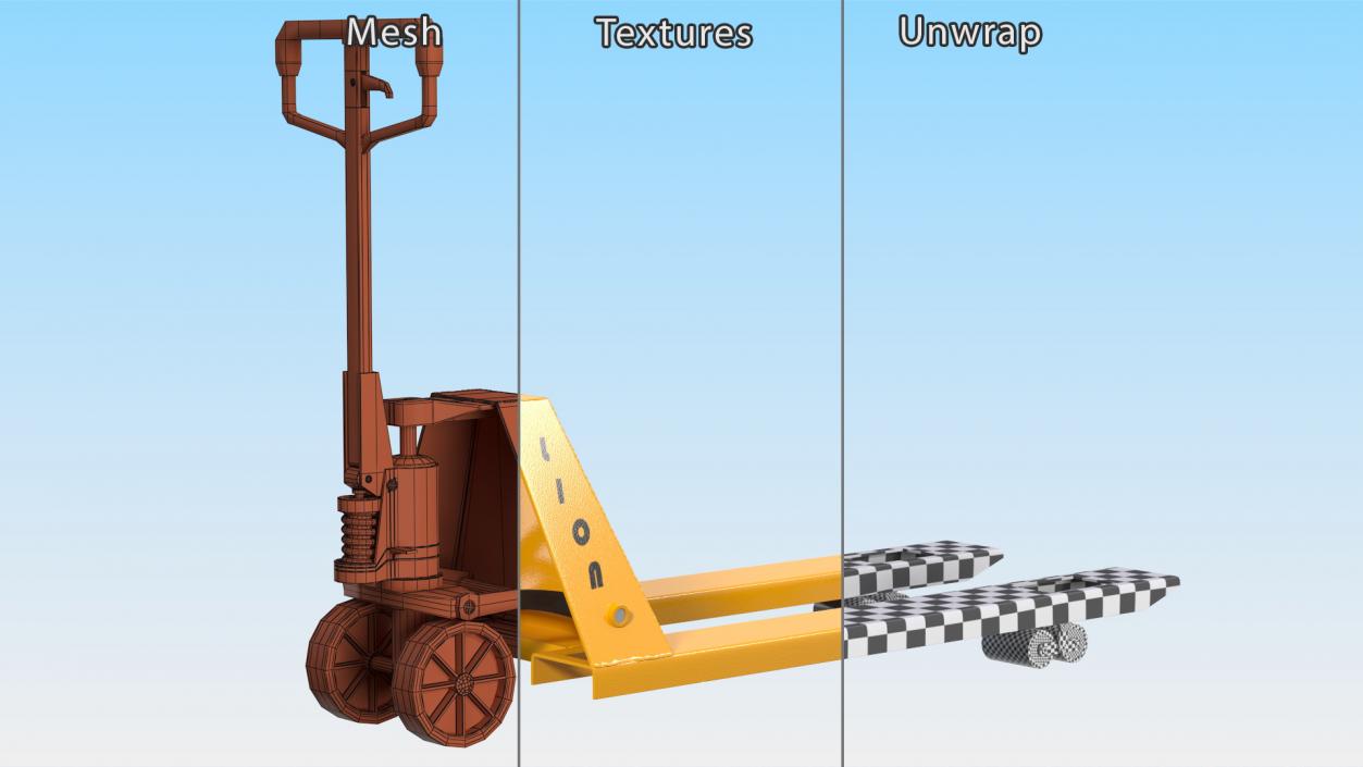 Industrial Standard Duty Pallet Jack Rigged for Maya 3D