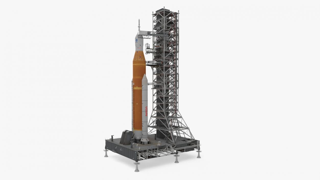 Launch Pad 39B with NASA Space Launch System 3D model