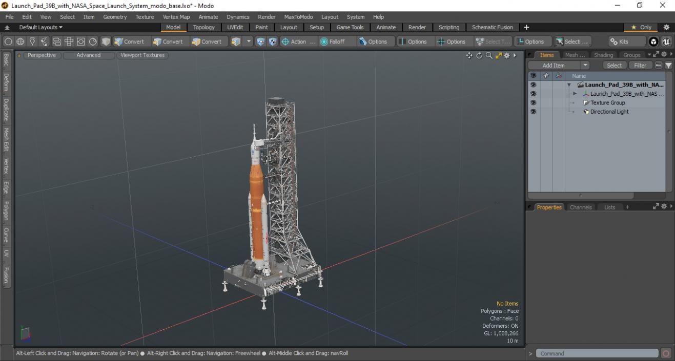 Launch Pad 39B with NASA Space Launch System 3D model