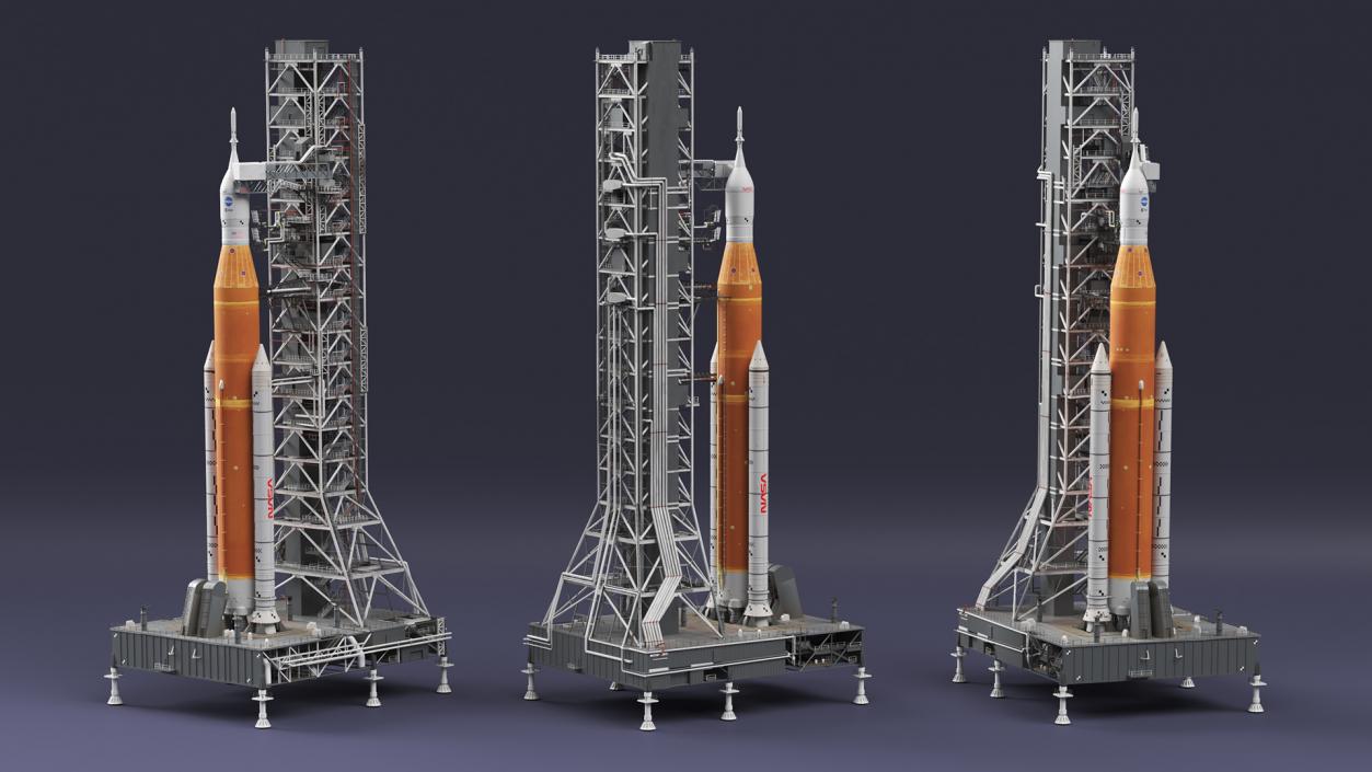 Launch Pad 39B with NASA Space Launch System 3D model