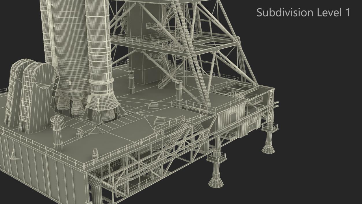 Launch Pad 39B with NASA Space Launch System 3D model