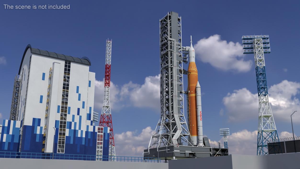 Launch Pad 39B with NASA Space Launch System 3D model