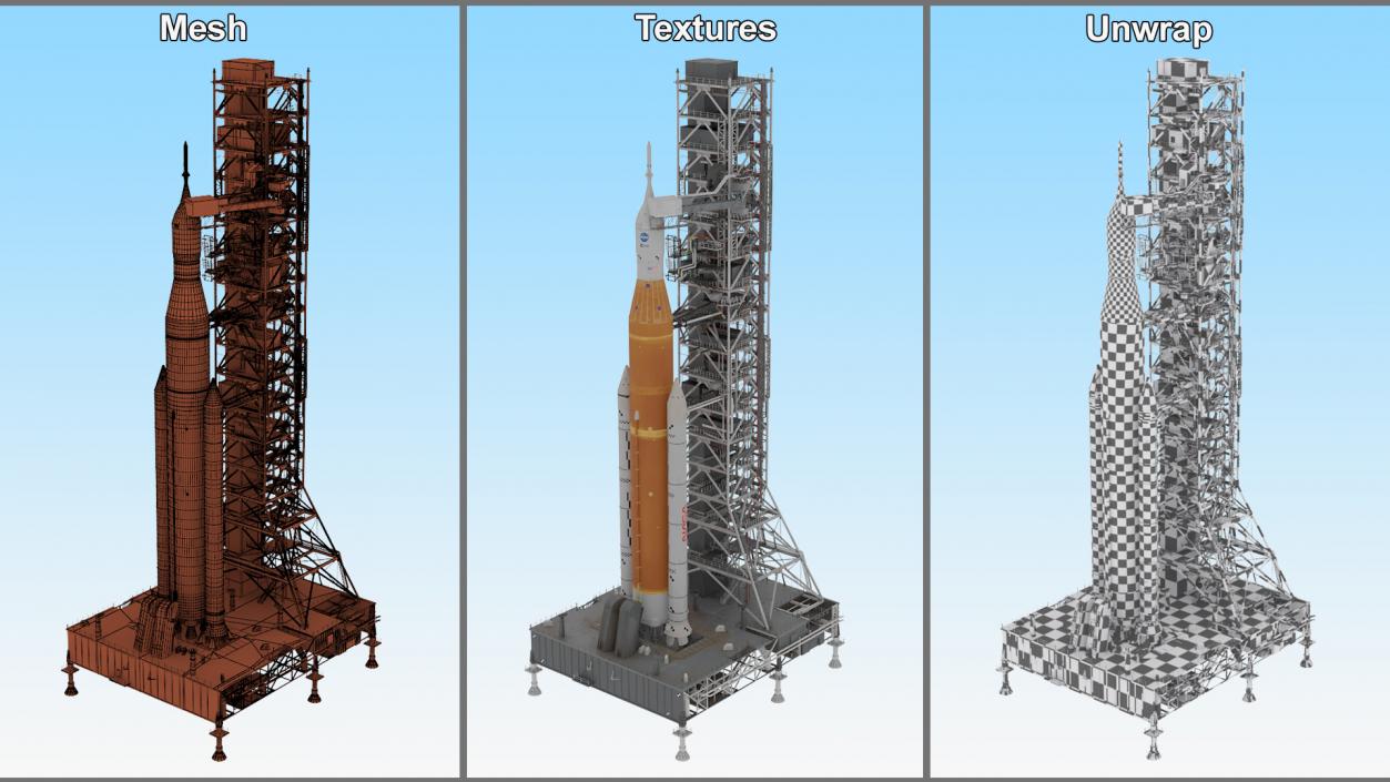 Launch Pad 39B with NASA Space Launch System 3D model