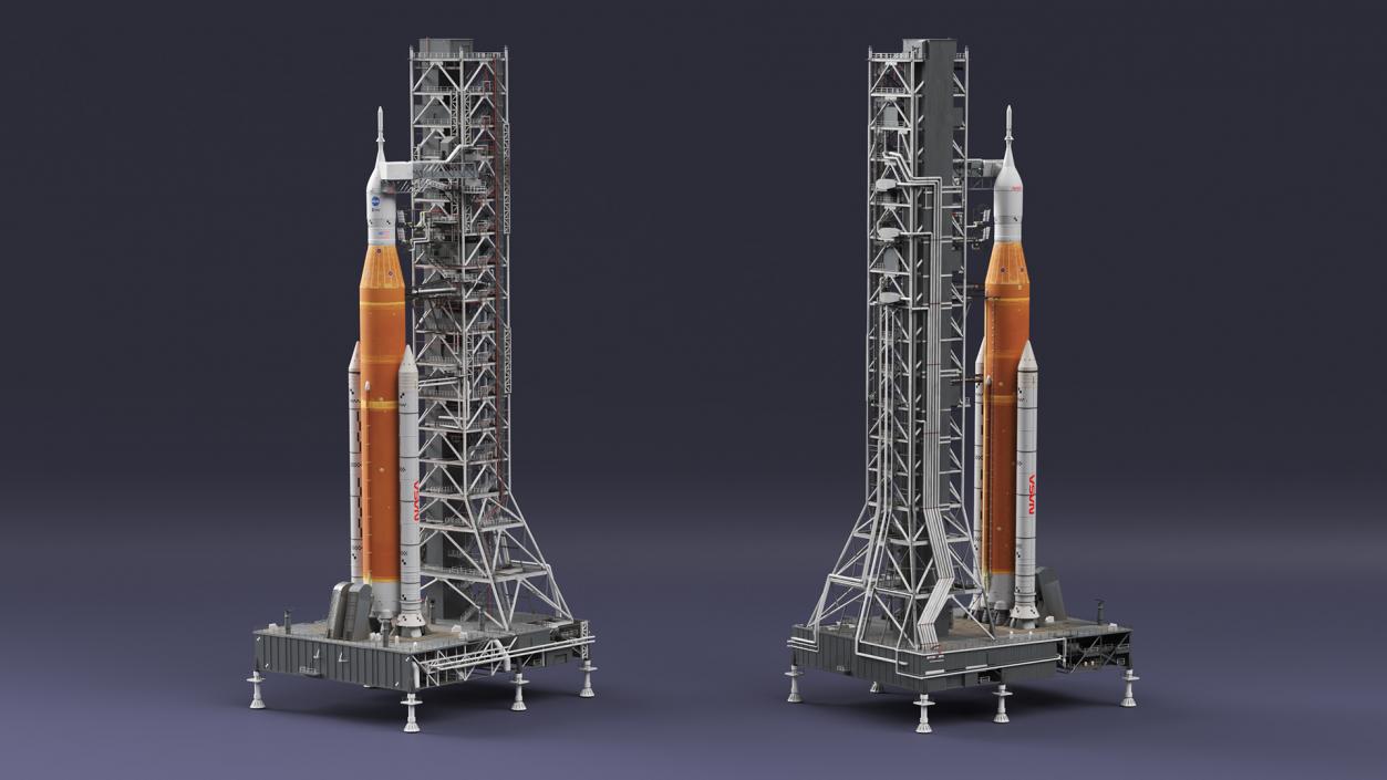 Launch Pad 39B with NASA Space Launch System 3D model