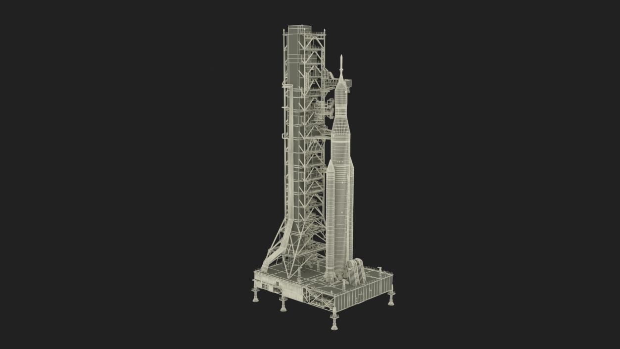 Launch Pad 39B with NASA Space Launch System 3D model