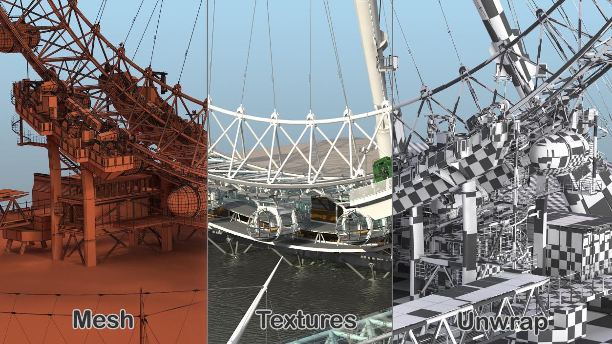 3D model Observation Ferris Wheel Rigged for Maya