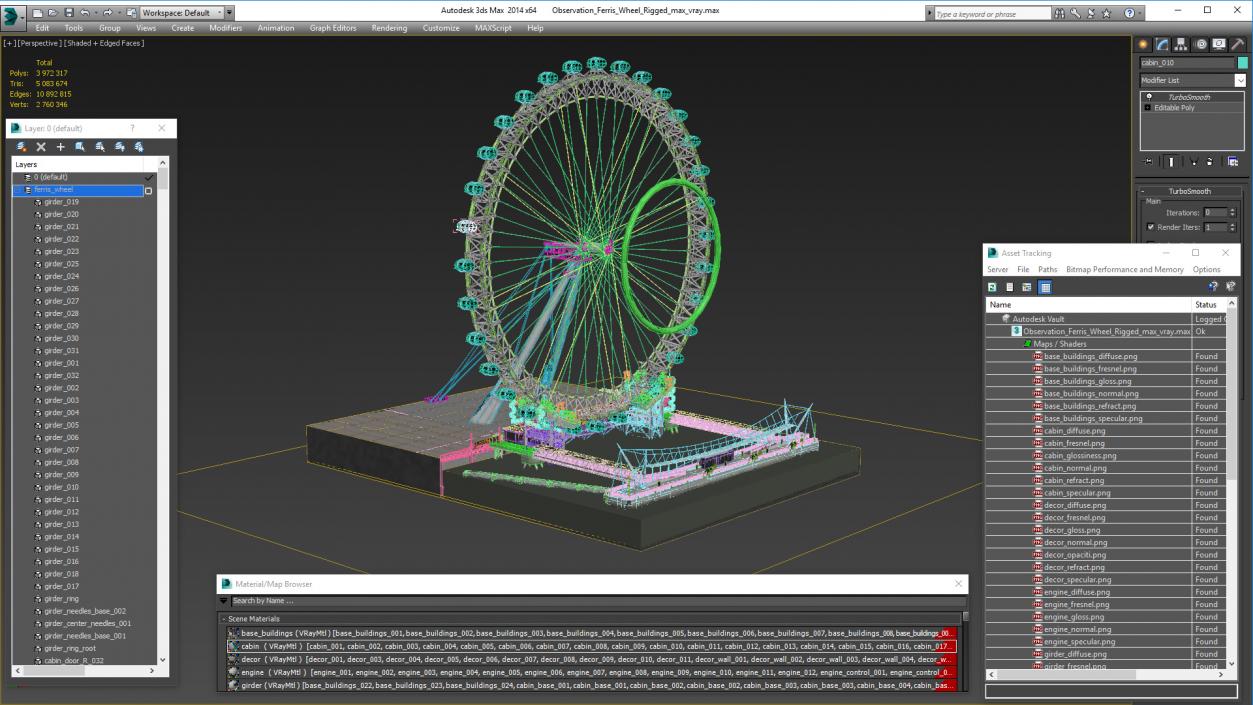 3D model Observation Ferris Wheel Rigged for Maya