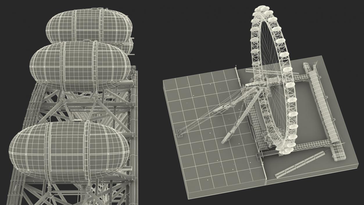 3D model Observation Ferris Wheel Rigged for Maya