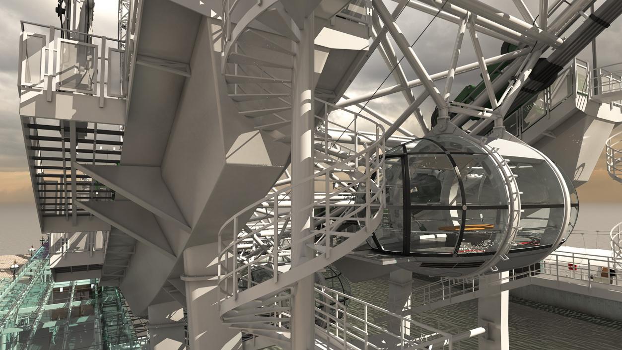 3D model Observation Ferris Wheel Rigged for Maya