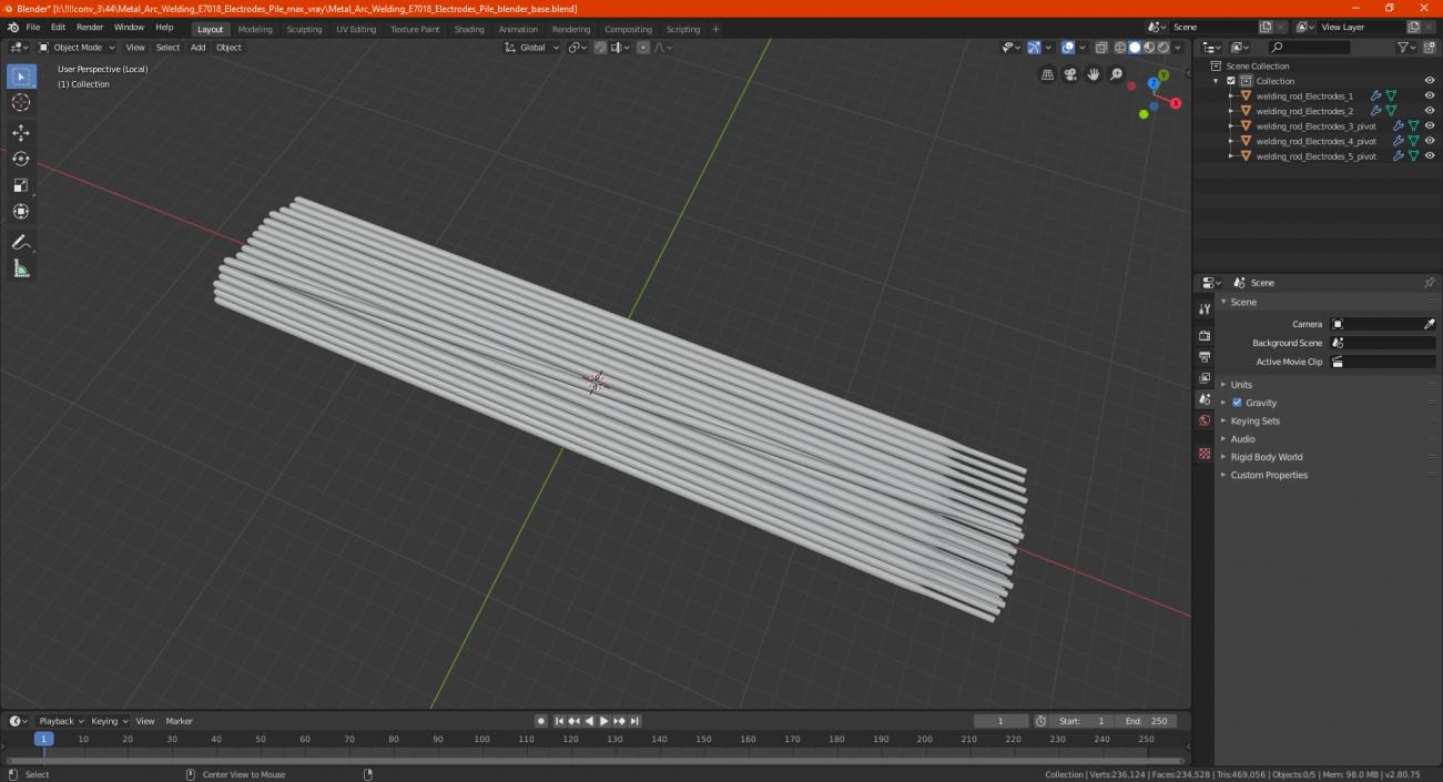 Metal Arc Welding E7018 Electrodes Pile 3D model