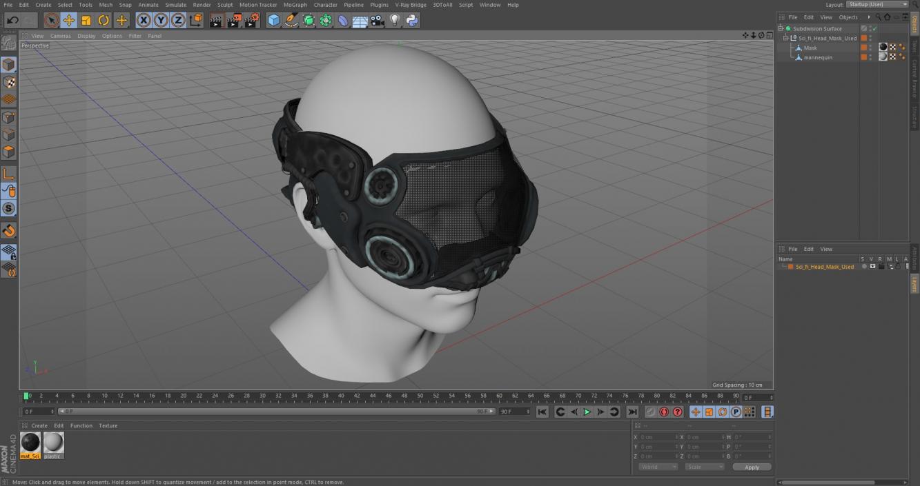 3D Sci-fi Head Mask Used