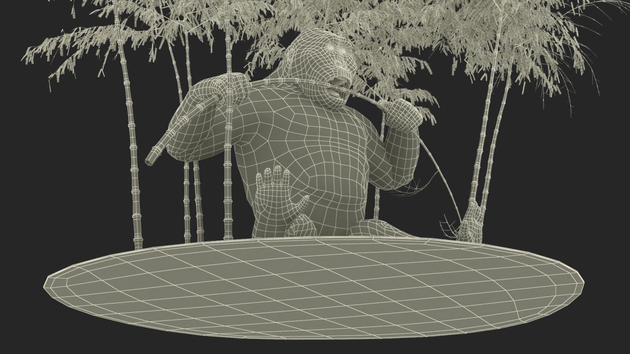 3D Gigantopithecus Eats Bamboo Plants Fur model