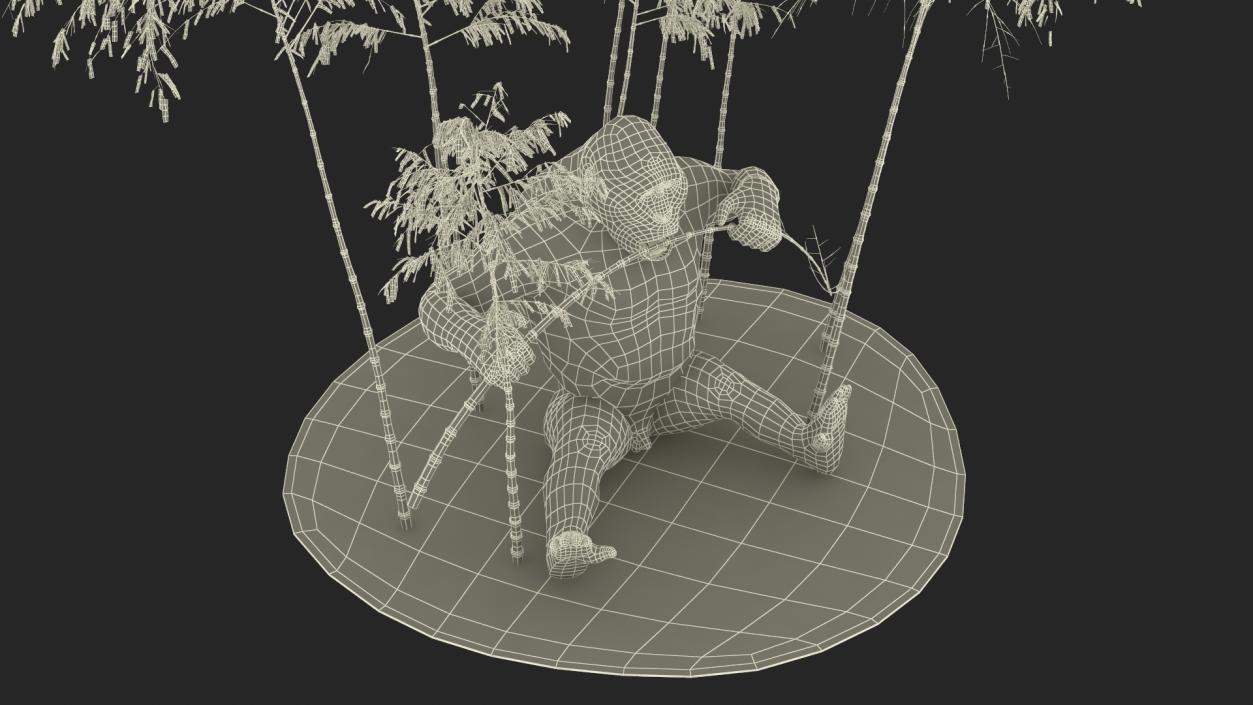 3D Gigantopithecus Eats Bamboo Plants Fur model