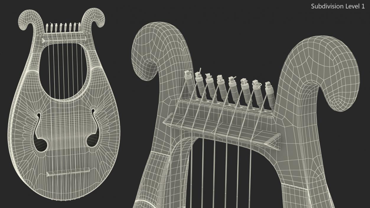 Greek Lyre Harp 8 String 3D model