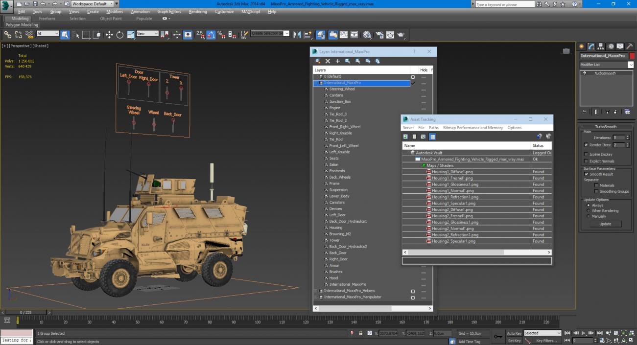 MaxxPro Armored Fighting Vehicle Rigged 3D model