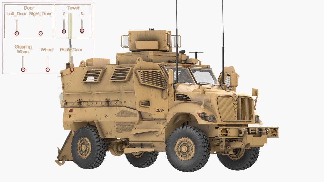 MaxxPro Armored Fighting Vehicle Rigged 3D model