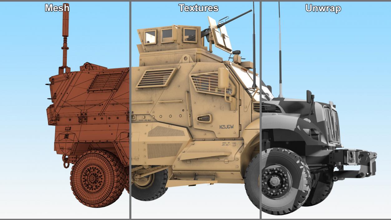 MaxxPro Armored Fighting Vehicle Rigged 3D model