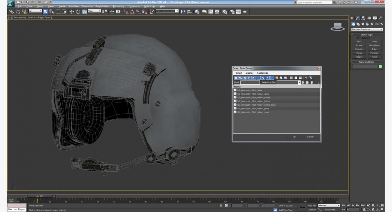 3D US Helicopter Pilot Helmet