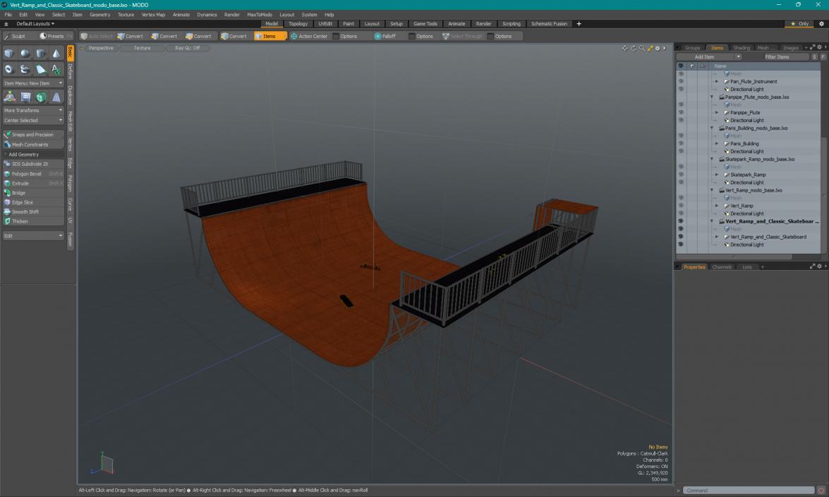 Vert Ramp and Classic Skateboard 3D