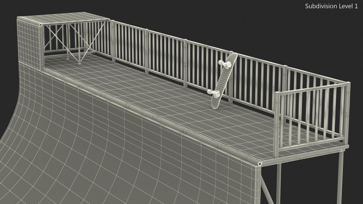 Vert Ramp and Classic Skateboard 3D