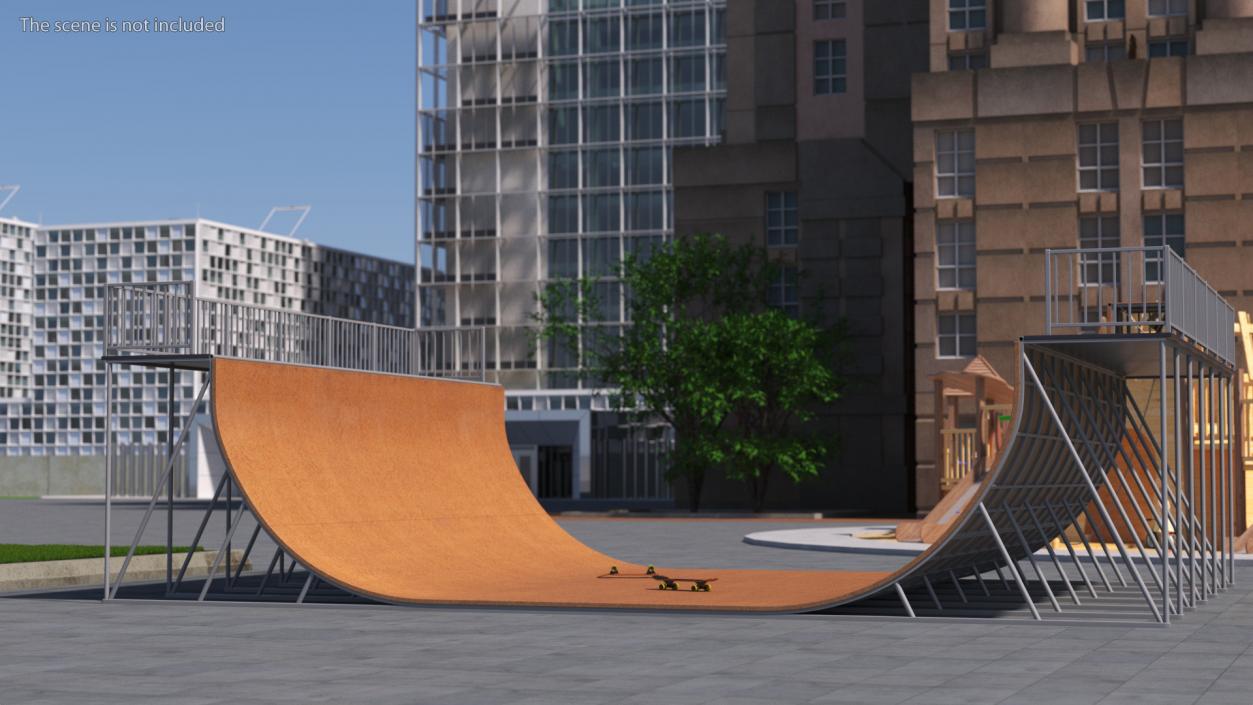 Vert Ramp and Classic Skateboard 3D