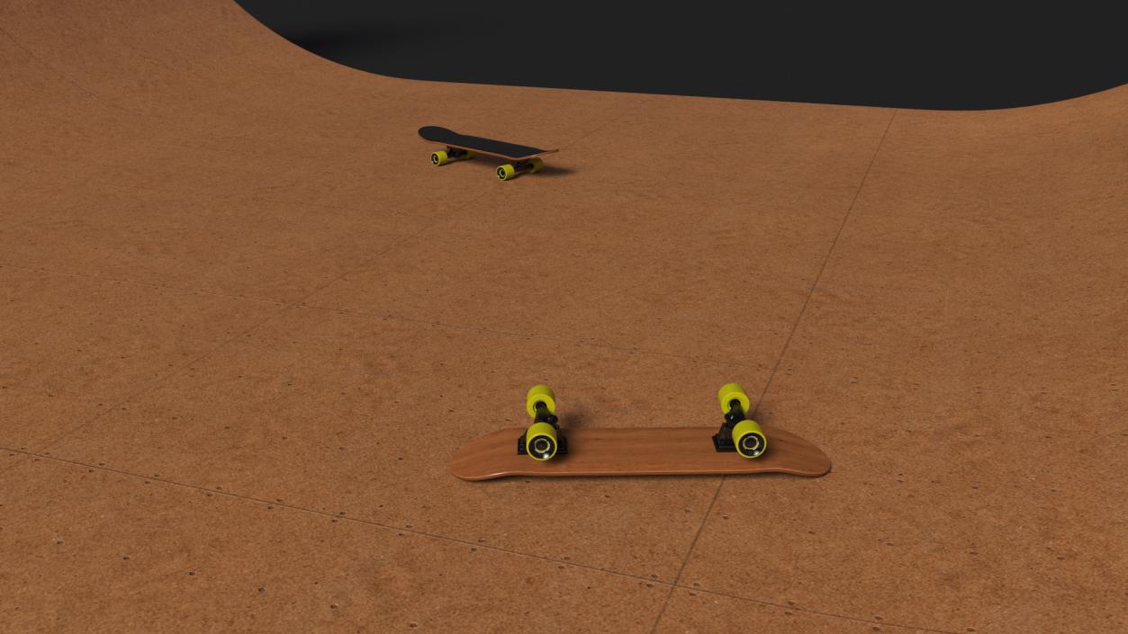 Vert Ramp and Classic Skateboard 3D