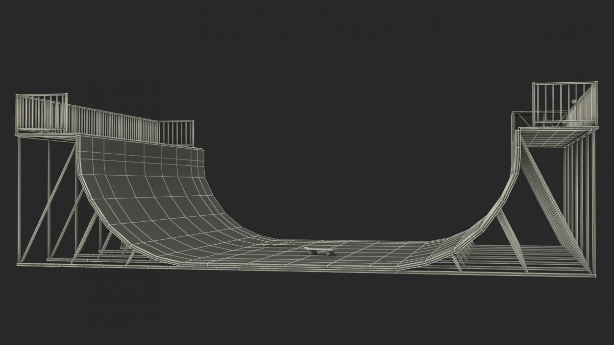 Vert Ramp and Classic Skateboard 3D