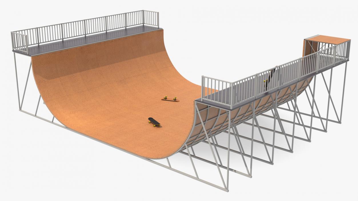 Vert Ramp and Classic Skateboard 3D