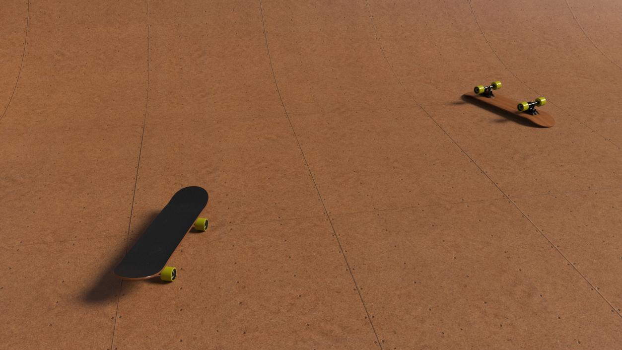 Vert Ramp and Classic Skateboard 3D