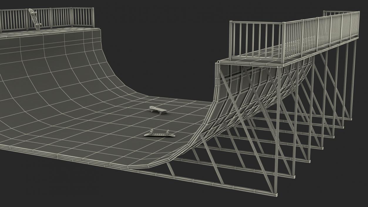 Vert Ramp and Classic Skateboard 3D