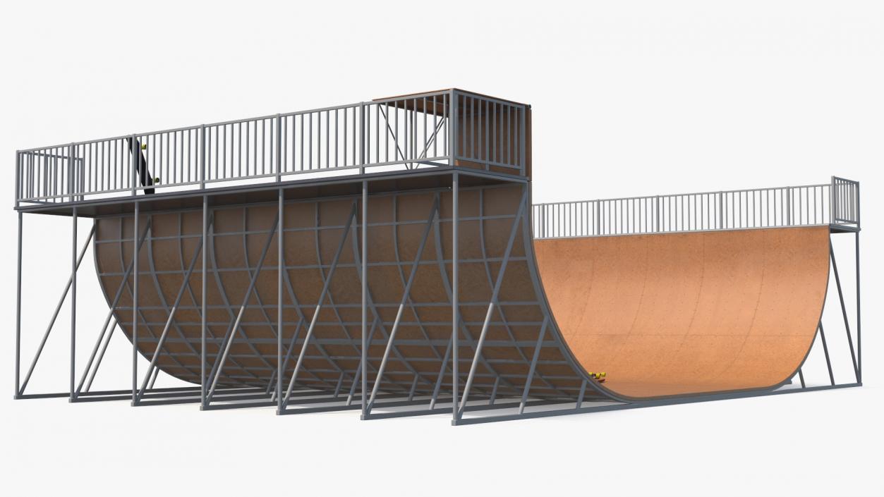 Vert Ramp and Classic Skateboard 3D