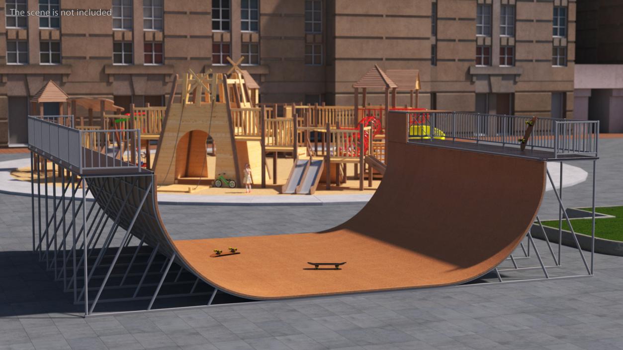 Vert Ramp and Classic Skateboard 3D