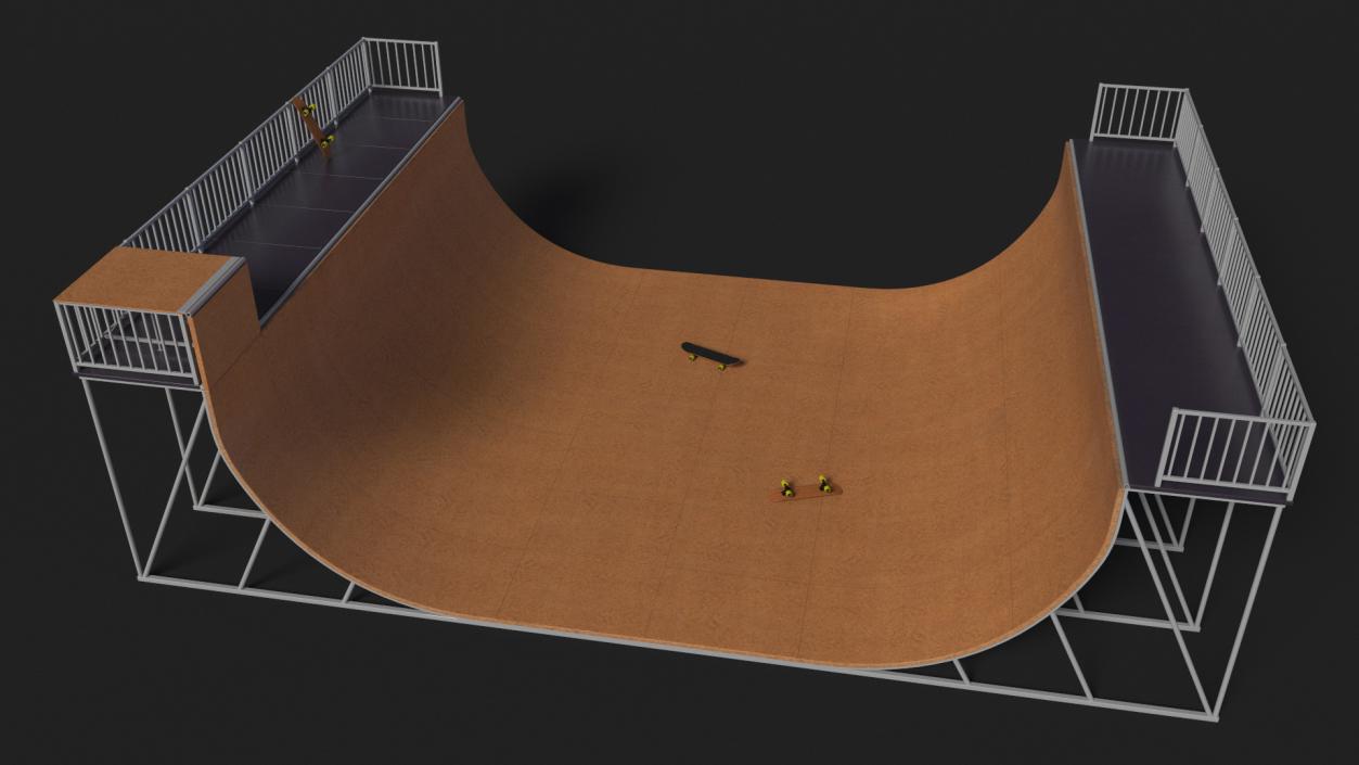 Vert Ramp and Classic Skateboard 3D