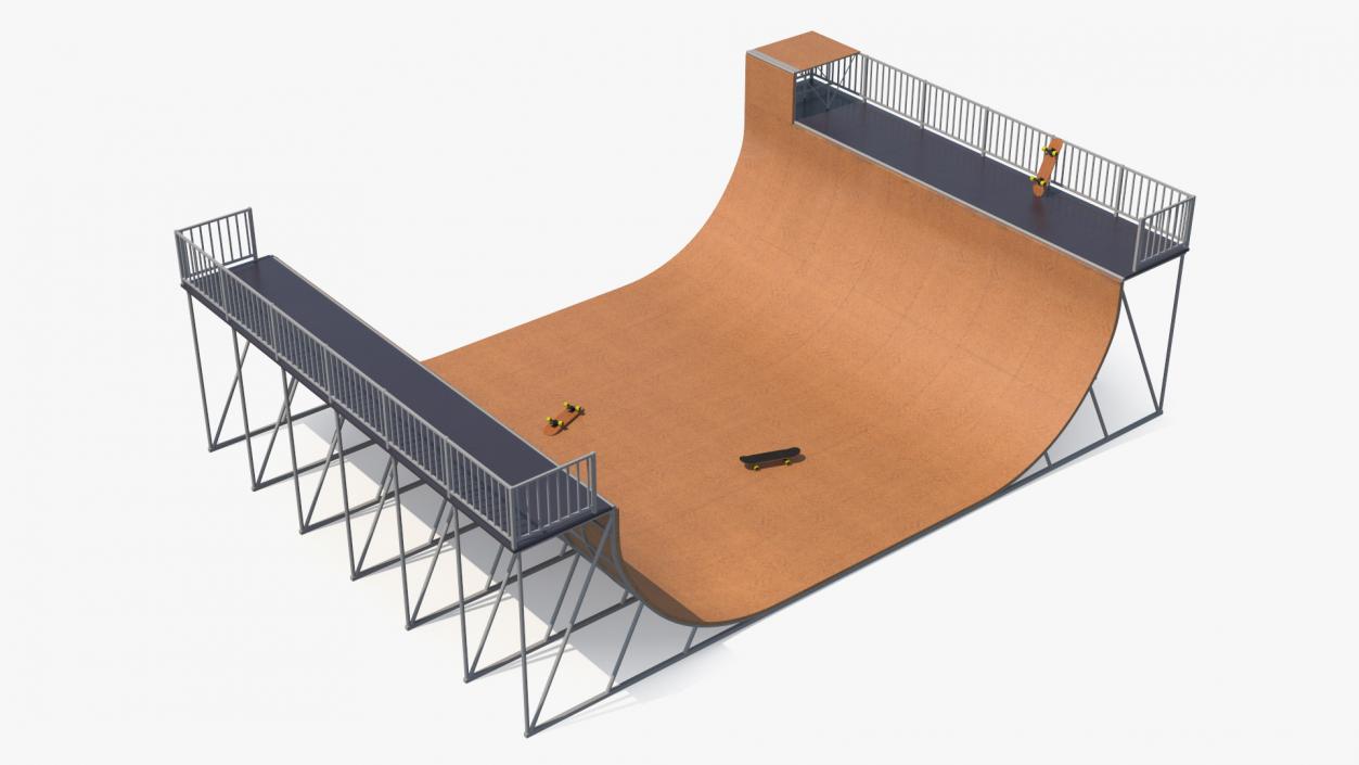 Vert Ramp and Classic Skateboard 3D