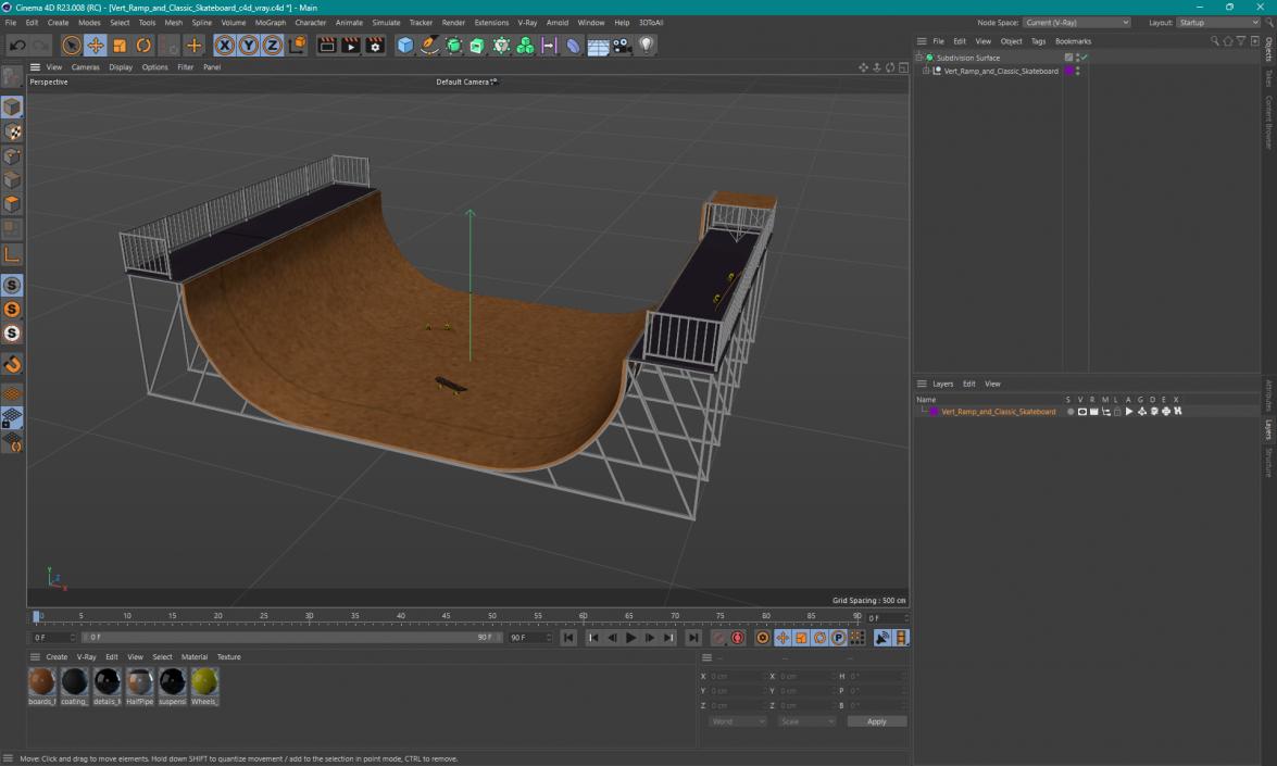 Vert Ramp and Classic Skateboard 3D