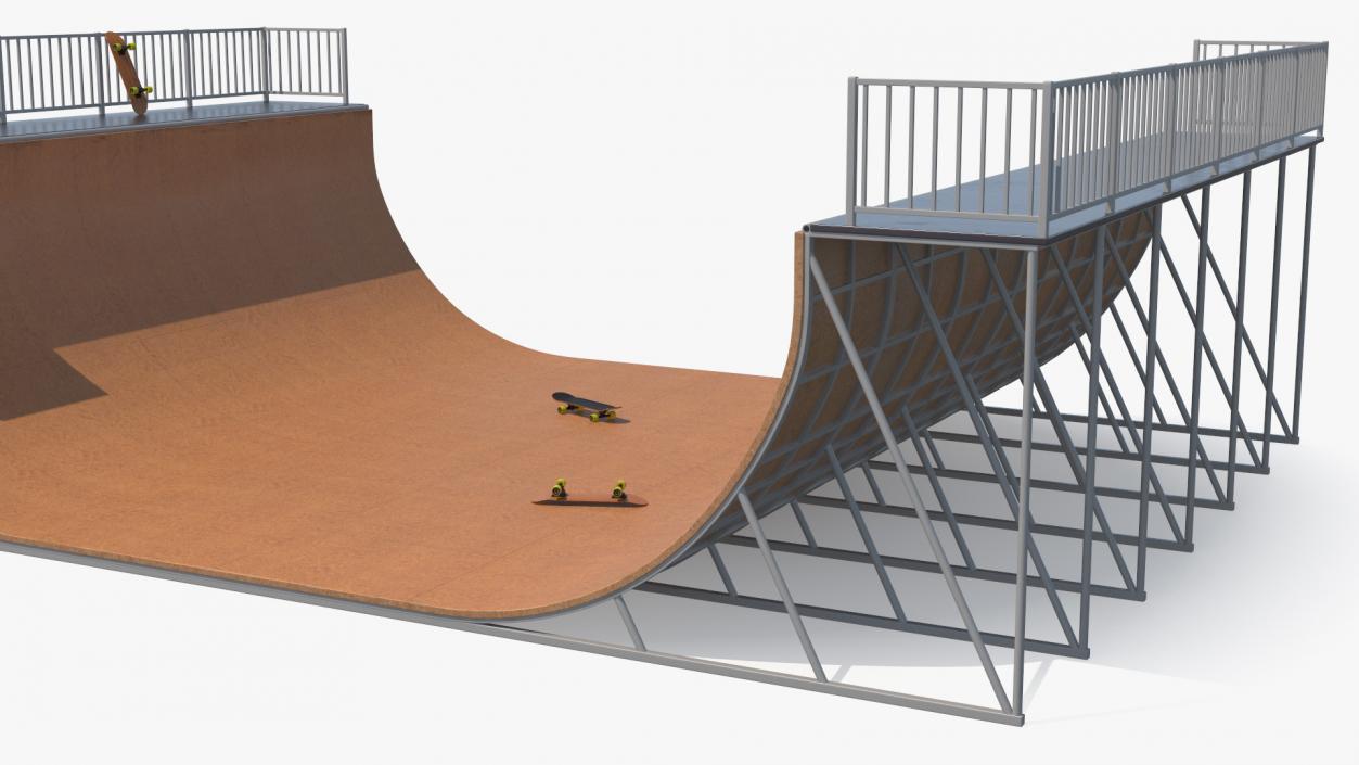 Vert Ramp and Classic Skateboard 3D