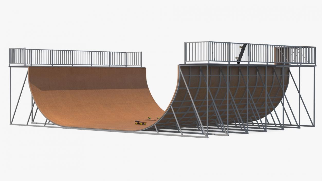 Vert Ramp and Classic Skateboard 3D