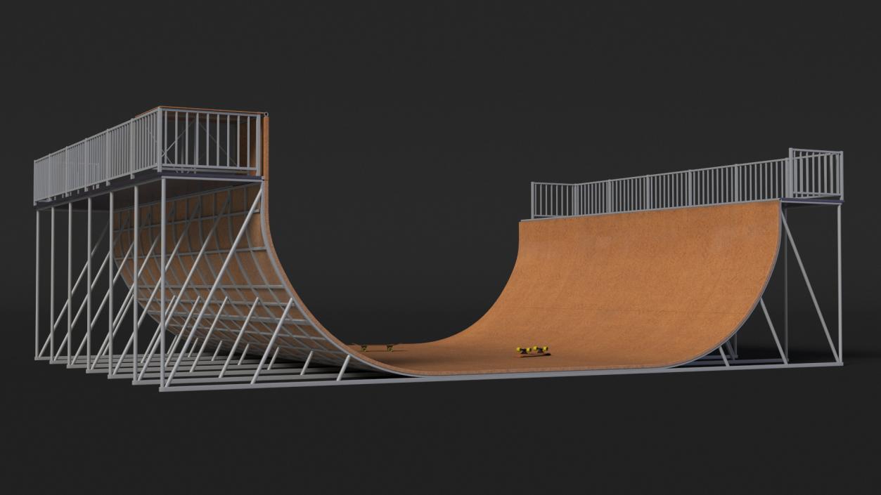 Vert Ramp and Classic Skateboard 3D