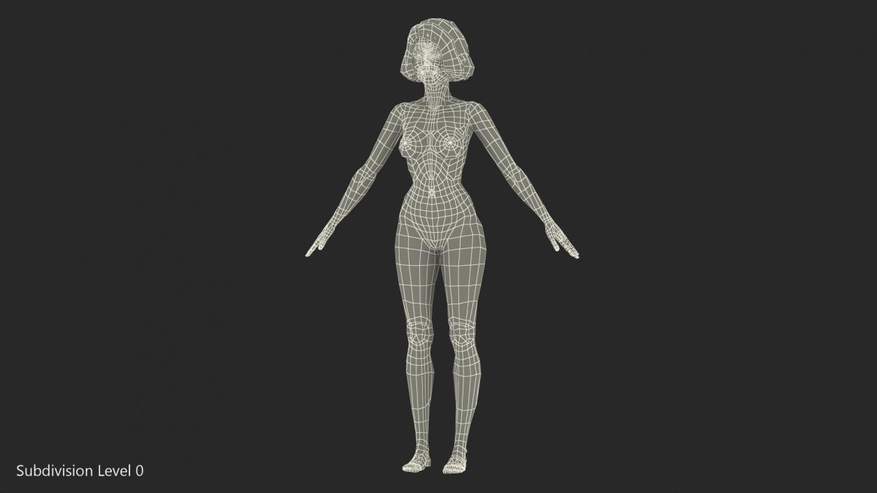 3D model Cartoon Nude Women T-Pose