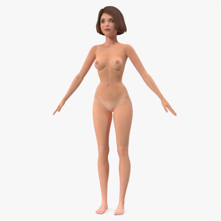 3D model Cartoon Nude Women T-Pose