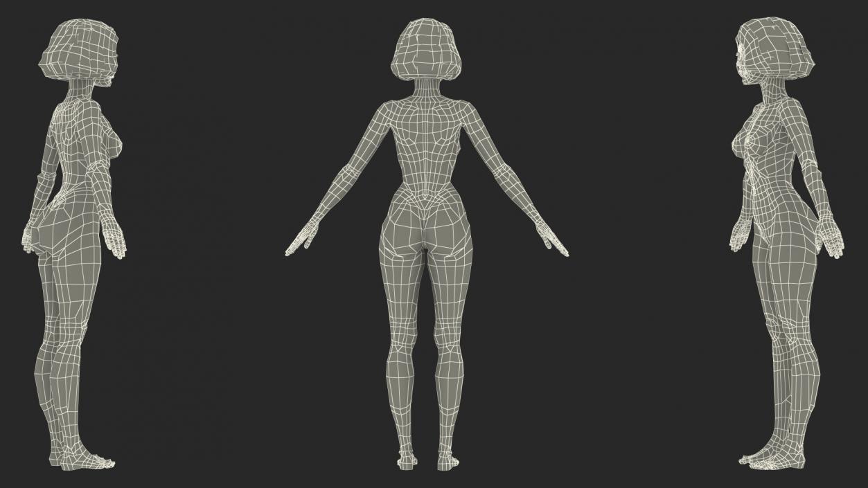 3D model Cartoon Nude Women T-Pose