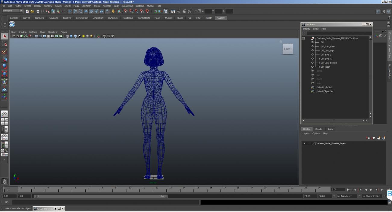 3D model Cartoon Nude Women T-Pose