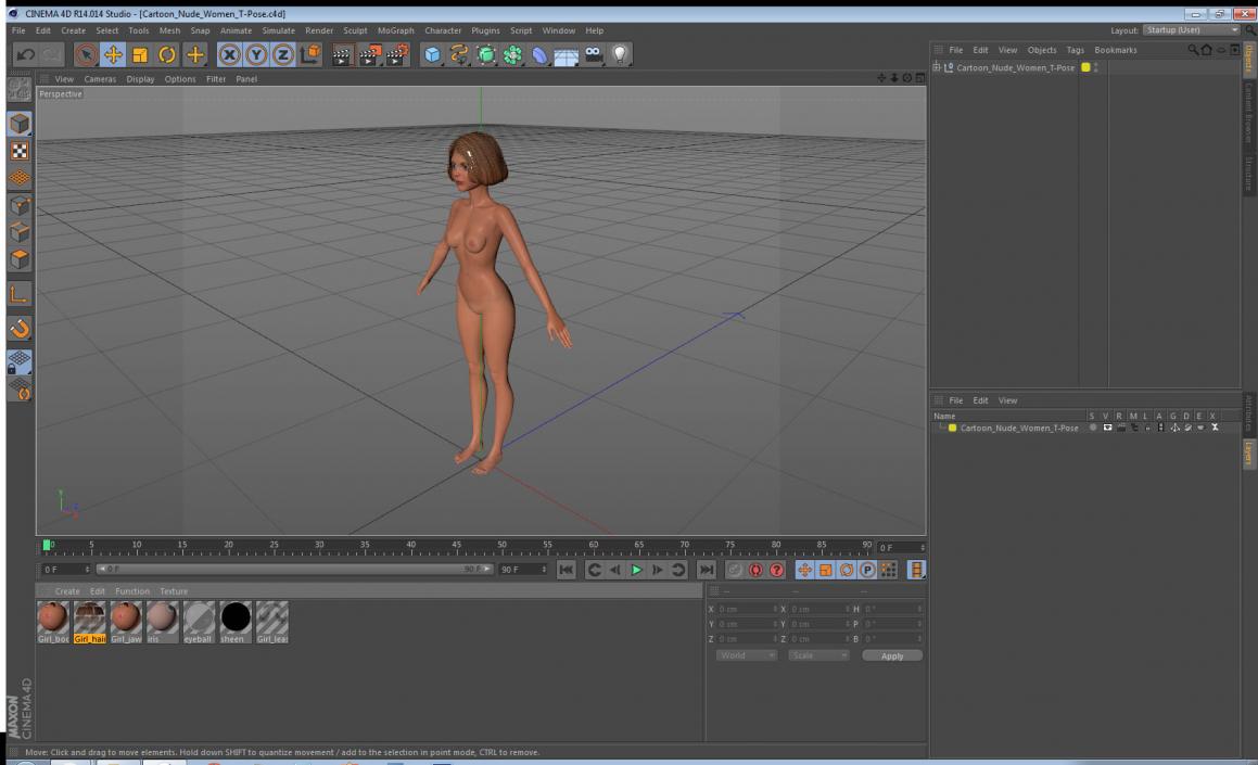 3D model Cartoon Nude Women T-Pose