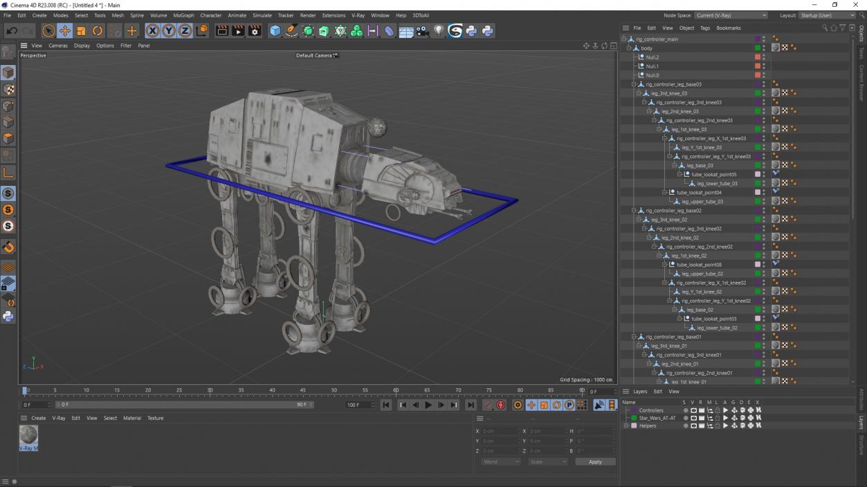 3D Dirt Star Wars AT-AT Rigged for Cinema 4D