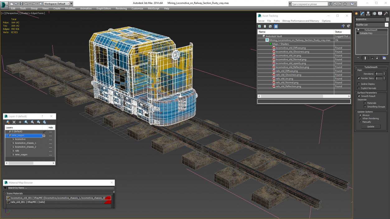 Mining Locomotive on Railway Section Dusty 3D