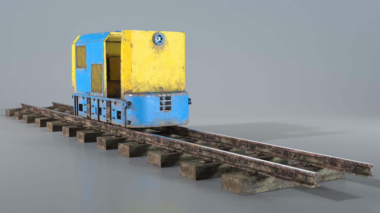 Mining Locomotive on Railway Section Dusty 3D