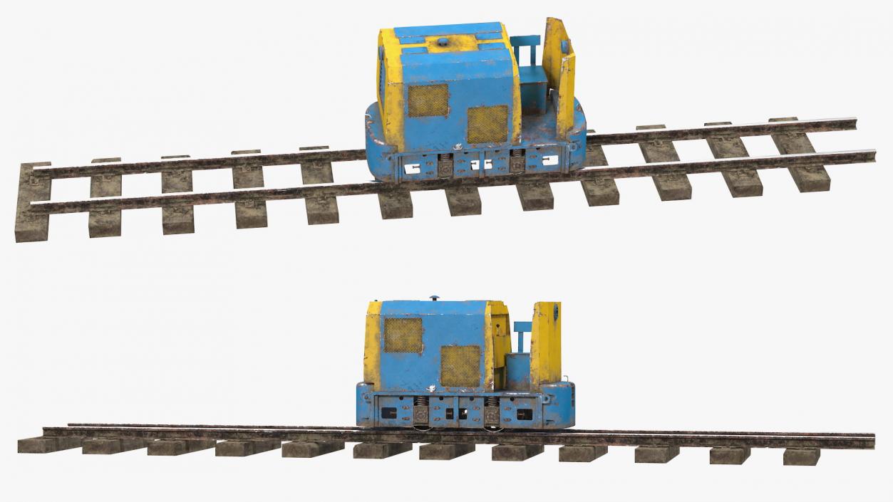 Mining Locomotive on Railway Section Dusty 3D